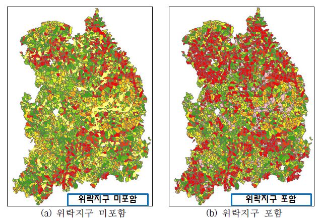 그림 2.16 전국 돌발홍수 위험도 평가(CASE II-1)