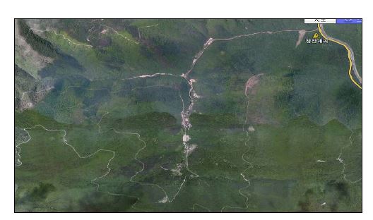 그림 3.5 미탄면 장전계곡 상류부 위성사진