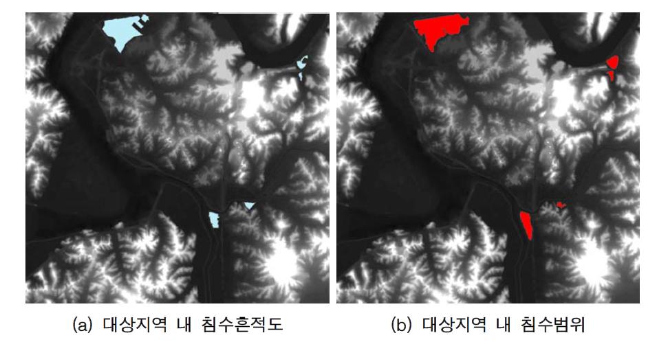 대상지역 내 침수흔적도 및 침수범위