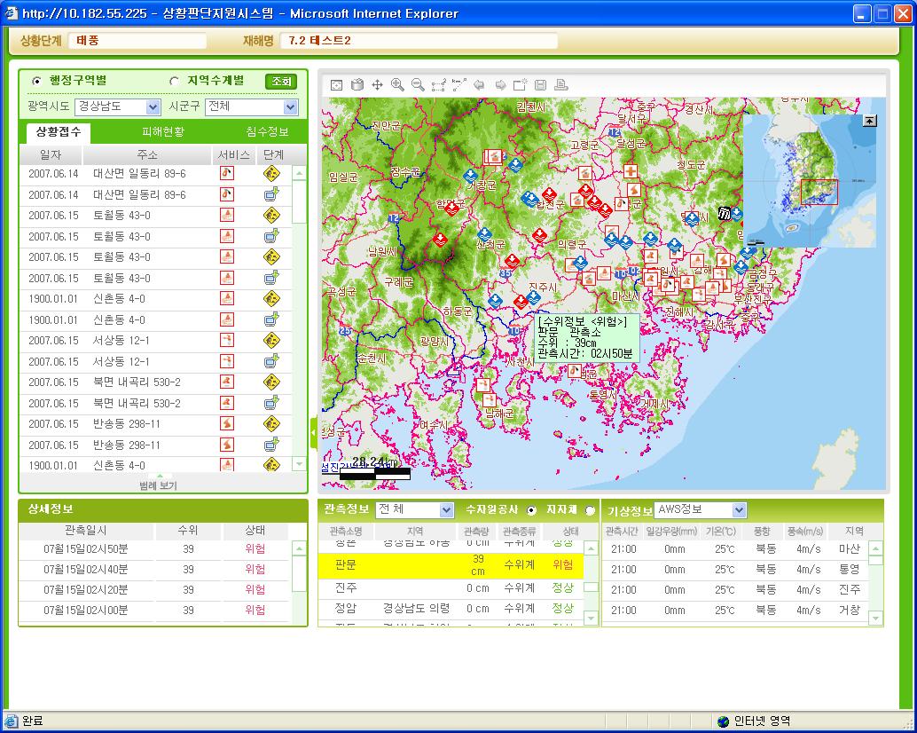 시‧도 재난관리시스템의 상황판단지원시스템