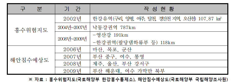 국토해양부의 지도 작성현황