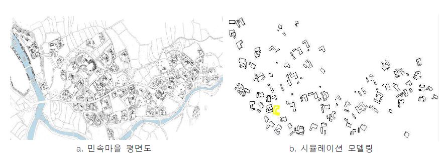 민속마을 평면도 및 시뮬레이션 모델링