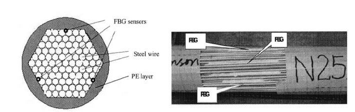 그림 3.11 FBG 센서를 삽입한 steel wire cable