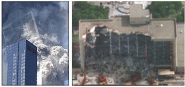 빌딩 건축물에 대한 테러발생 사례 (좌측: World Trade Center-911, 우측: 오클라호마 연방청사 폭탄테러)