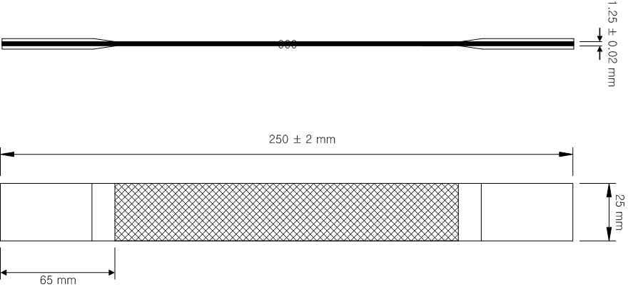 The geometry of tensile test specimen.