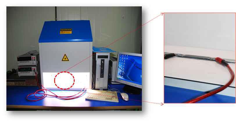 Solar simulator measuring photovoltaic efficiency.