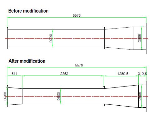 그림 3.1.18 Ejector pipe modification