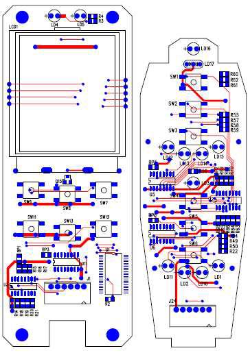 리모콘 PCB 후면 패턴도