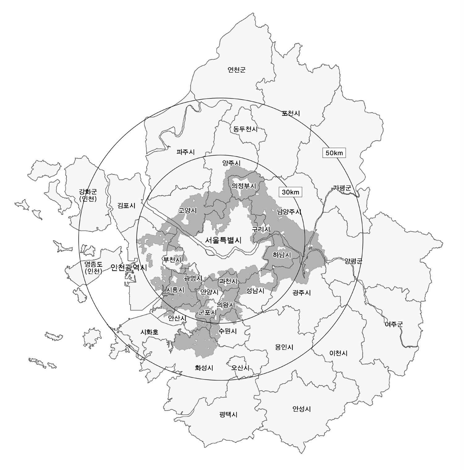 그림 4-5. 수도권 광역계획권의 범위