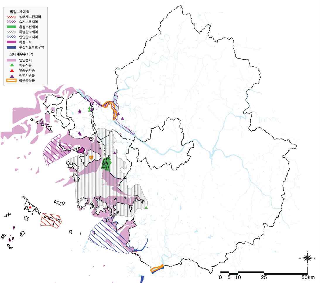 그림 4-34. 법정보호지역 및 생태계 우수지역 현황