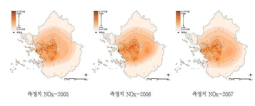 그림 4-37. 대기오염 연차별 현황(NOx) 예시