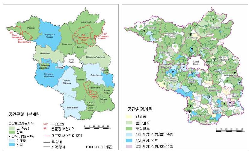 그림 2-2. 브란덴부르크 주의 공간환경계획 수립 현황