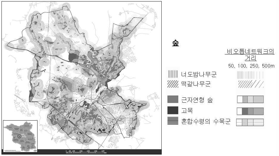 그림 2-5. 공간환경계획 사례: 비오톱 네트워크