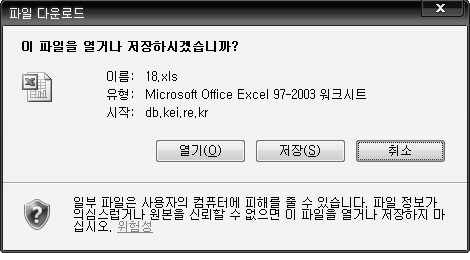 그림 3-6. 엑셀파일 열기/저장 실행화면