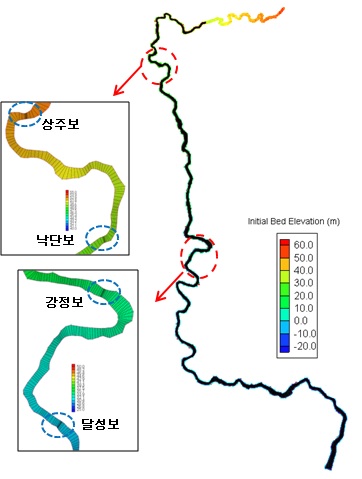 그림 3-33. 낙동강 본류 계산격자