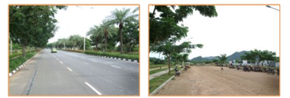 그림 2-17. 마힌드라 월드시티의 내부도로(좌)와 추가 개발부지 내부도로(우)