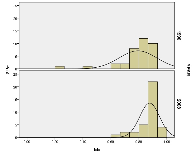 효율성지수의 분포