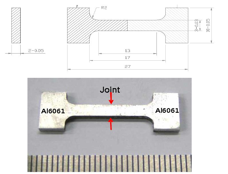 인장시험편 치수 및 접합부 외관