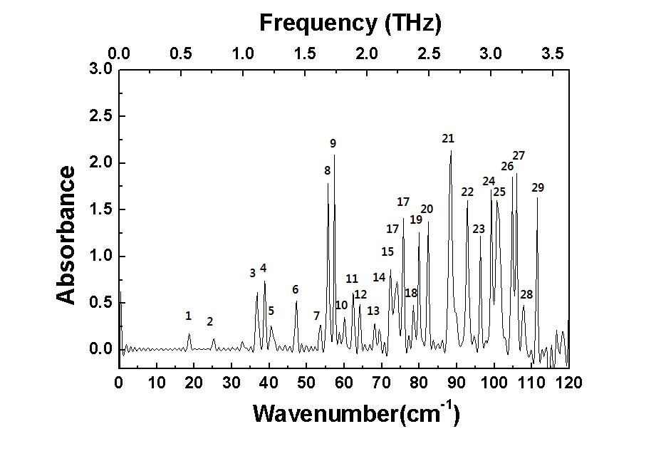 챔버 내 vaper water (26% 습도)에 대한 THz 영역 스펙트럼