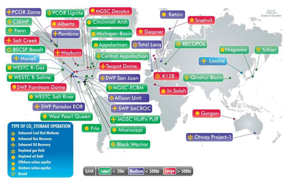 그림 3-41 세계 CO2 저장 실증사업 현황