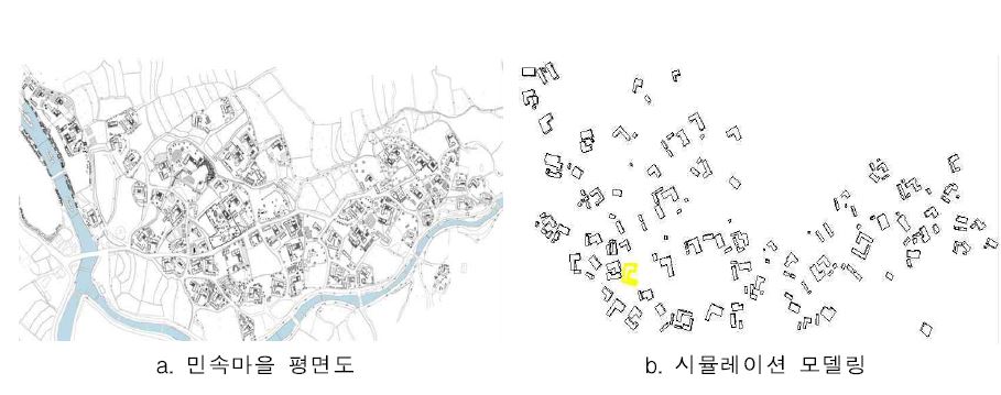 민속마을 평면도 및 시뮬레이션 모델링