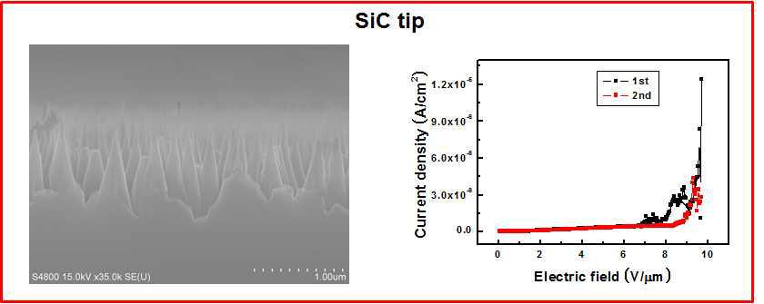 SiC grass 샘플의 SEM 사진과 전자방출 특성