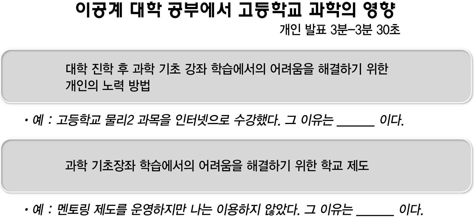 포커스그룹 인터뷰 질문 화면 자료 예시