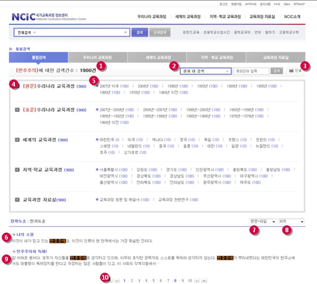 키워드 상세 검색 결과 화면(1)