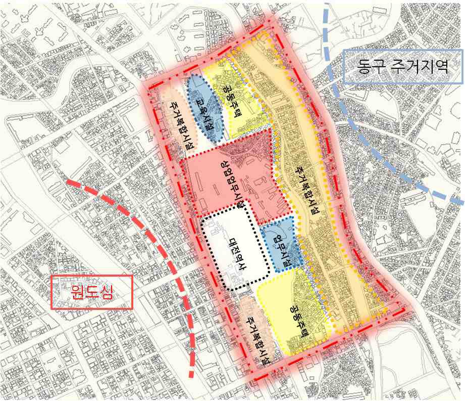 대전역 역세권 개발 공간범위(2단계)