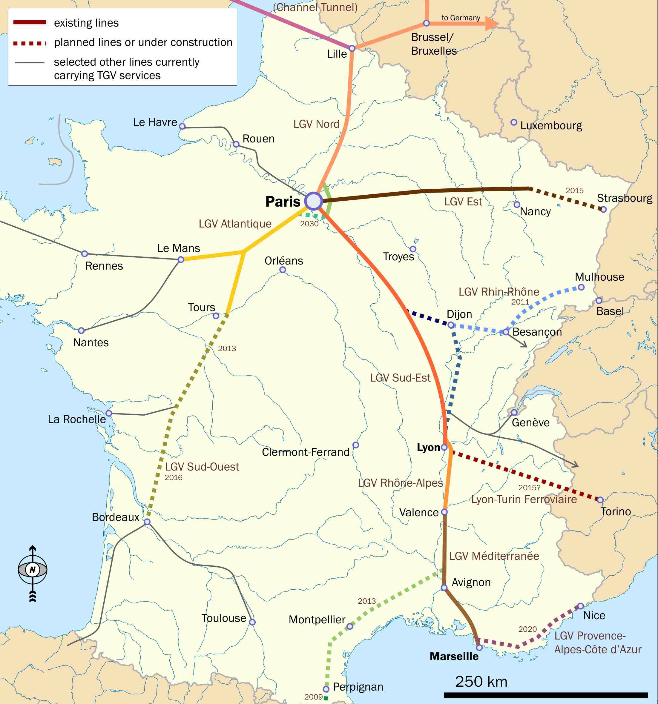 TGV 노선과 확장계획