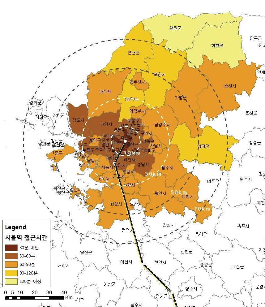 그림 3-29 서울역 연계영향권(2011년)
