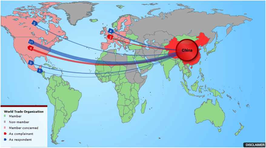 중국관련 WTO 분쟁사례 현황도