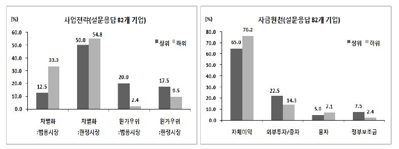 고성장기업의 경영 전략: 상위 v 하위