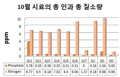 그림 4.13 10월 시료의 총 인과 총 질소량