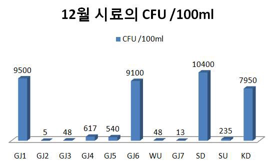 그림 4.14 12월 시료의 CFU/100ml