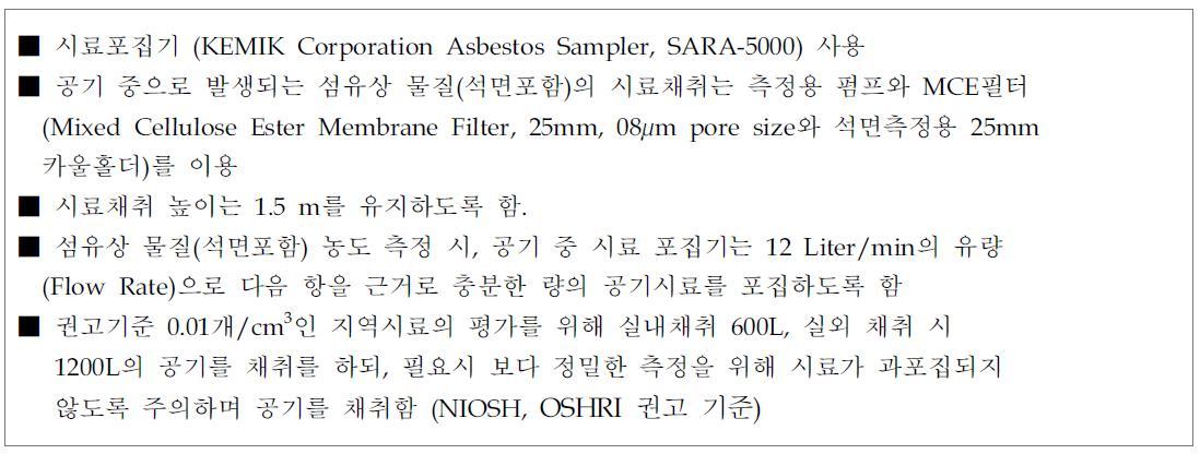 공기 중 시료 포집방법