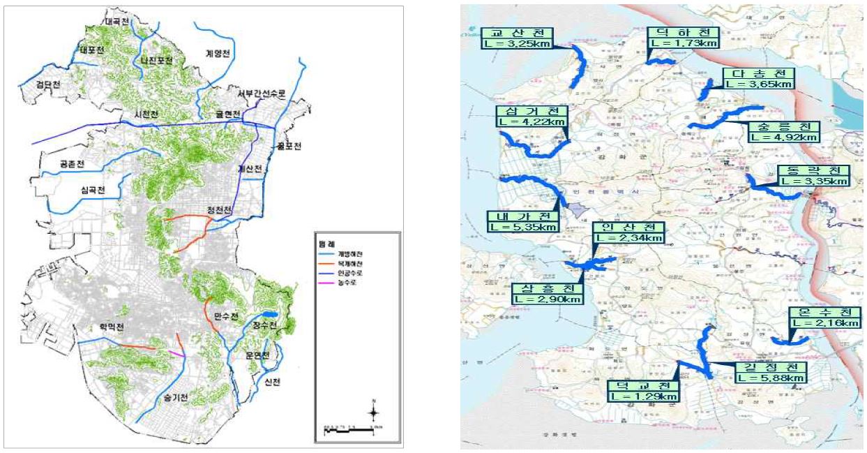 그림 3.4 인천광역시 하천 현황도