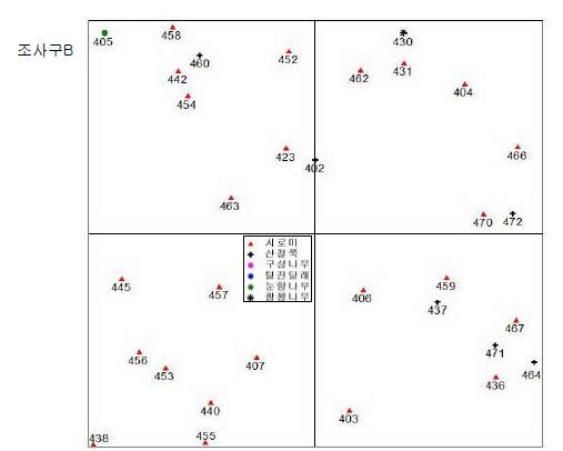 그림 32. 조사구내 종 분포도