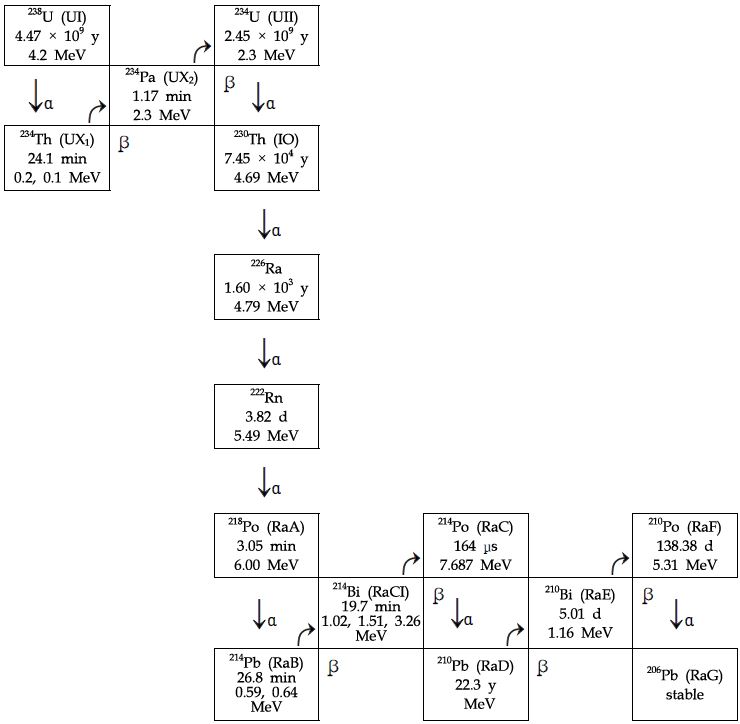 그림 2. 238U 핵종 붕괴계열