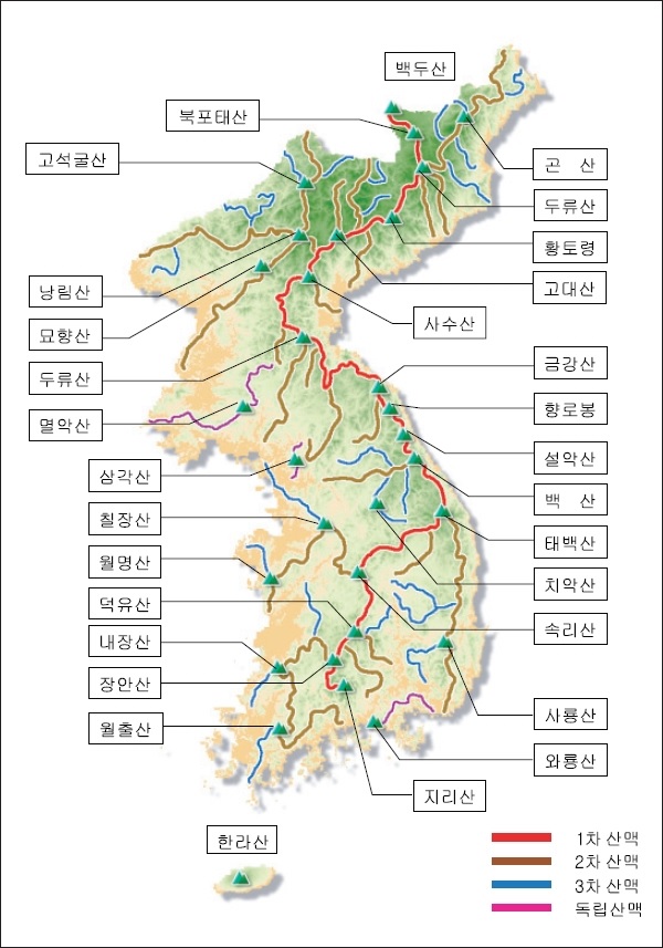 Fig. 3.1.37. Mountatins map in Korea