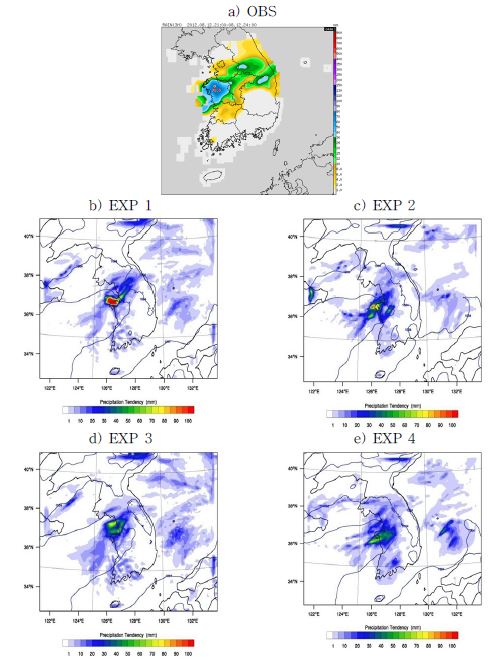 Fig. 4.1.3. 3-hour accumulated precipitation of at 2100 LST ~ 2400LST August 12 2012