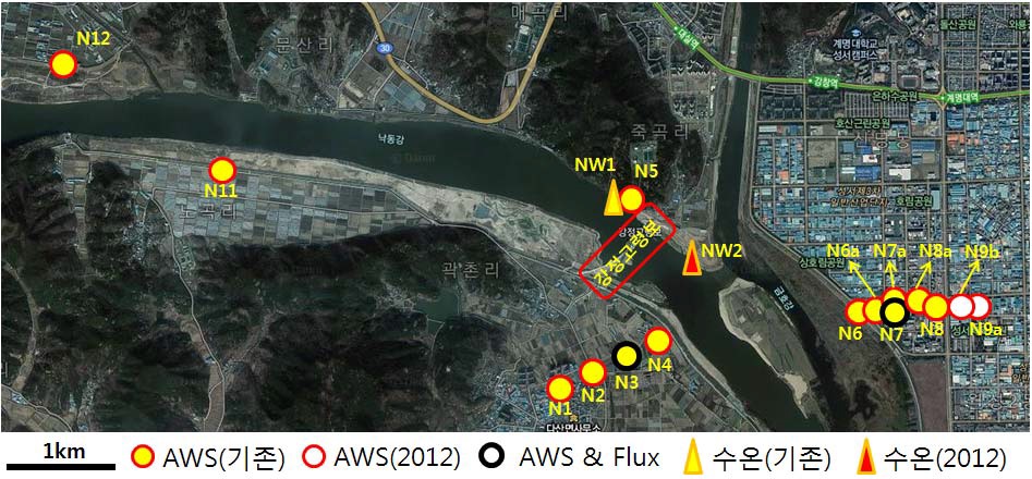 Fig. 2.1.2. Map of Gangjeong Weir meteorological observation system.