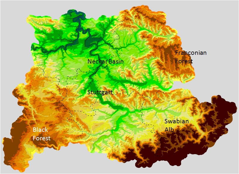 Fig 3.1.1 Topography of Stuttgart, Germany