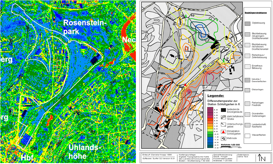 Fig. 3.1.3. Urban climate analysis map based on mobile measurement (1998).