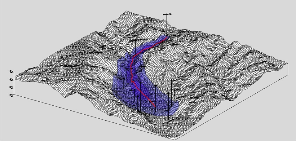 Fig. 3.1.4. Wind tunnel experiment in the valley of Stuttgart.