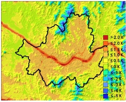 Fig. 3.1.12. Meso-scale air temperature deviation.