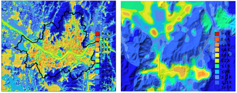 Fig. 3.1.14. Total air temperature deviation of SR (left) and DR (right).