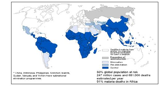 말라리아 분포지도