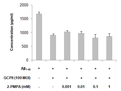 그림 3. Astrocyte 에서의 2-PMPA에 의한 GCPII의 아밀로이드 베타 분해능 변화 확인