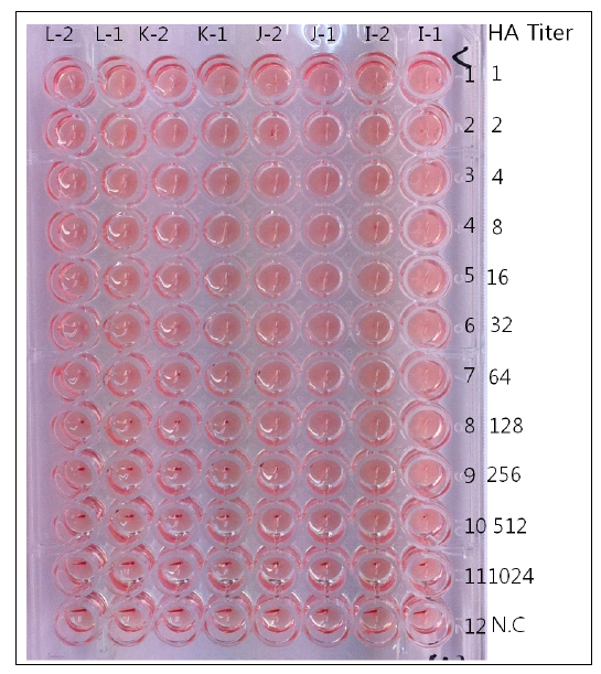 Result of HA titer for each virus clone derived from Balb/c and DBA/1J